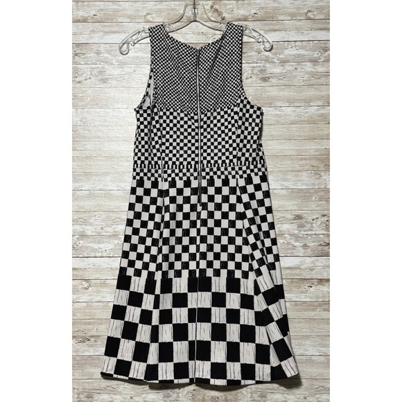 Worthington Black White Checkered A-Line Dress Size 8 Knee Length 60s 70s Brit - Picture 6 of 12